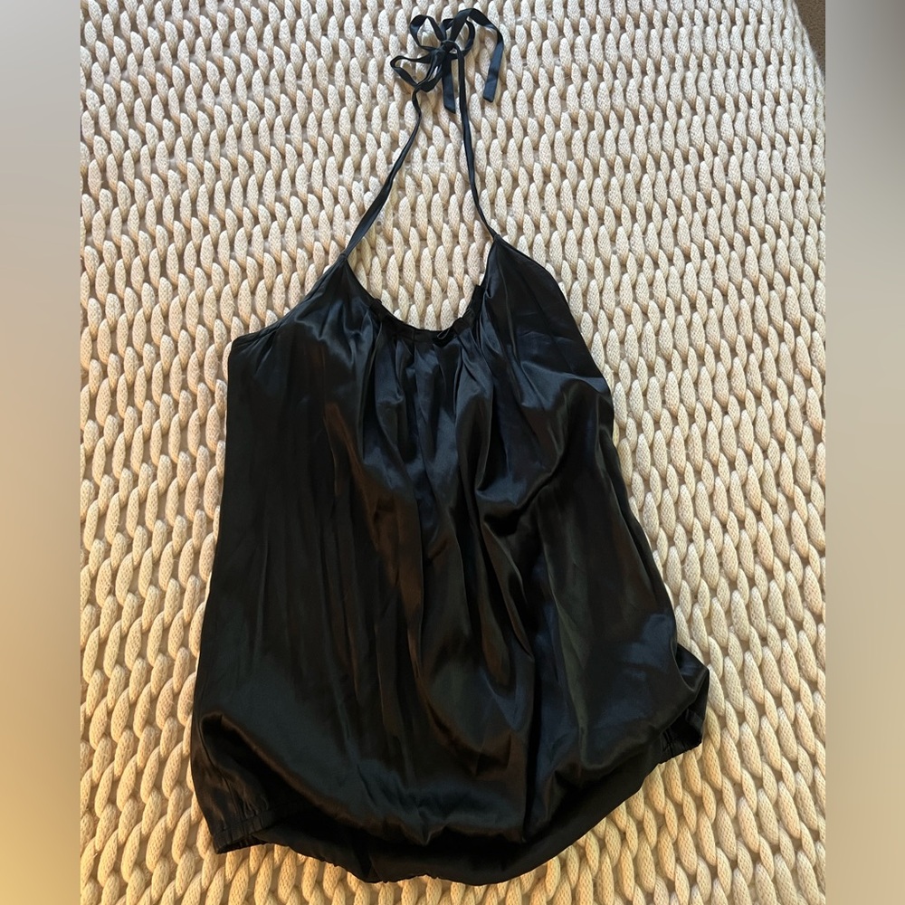 Express Design Studio womens black silk halter top size large